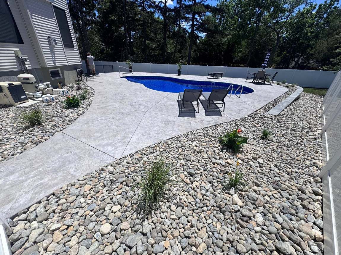 Real North Bay Landscape & Design project — stone garden bed and full landscape transformation in Ocean County, NJ